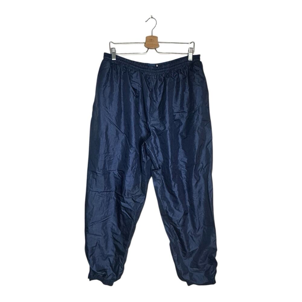 Vintage 90s Mens Unisex Nylon Windbreaker Joggers Navy Blue Ankle Zip Lined XL